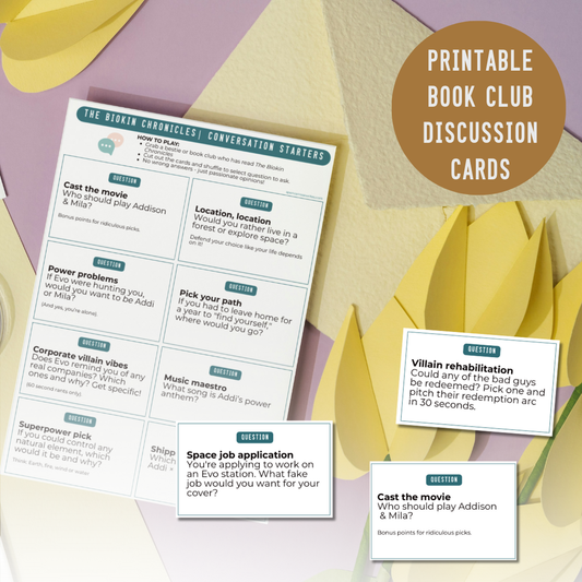 Book Club Discussion Cards | The Biokin Chronicles Edition