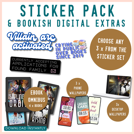 Sticker pack: Pick any 3 + bookish  digital extras